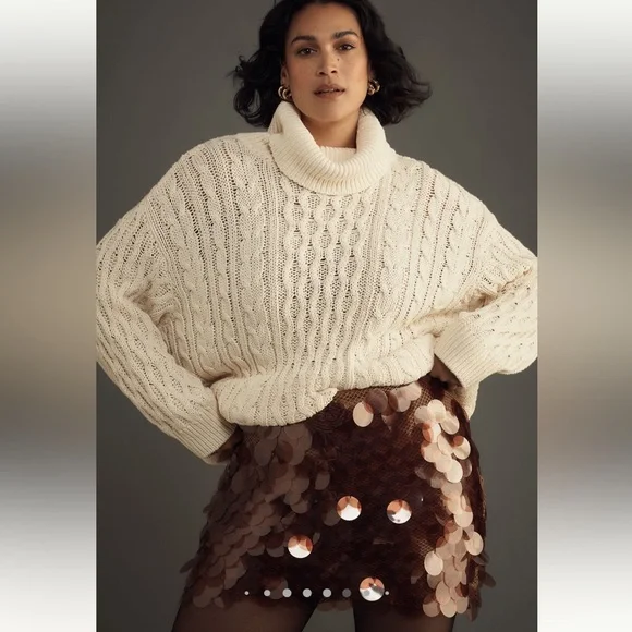 Maeve Brown Sequin Mini Skirt - Picture 7 of 10